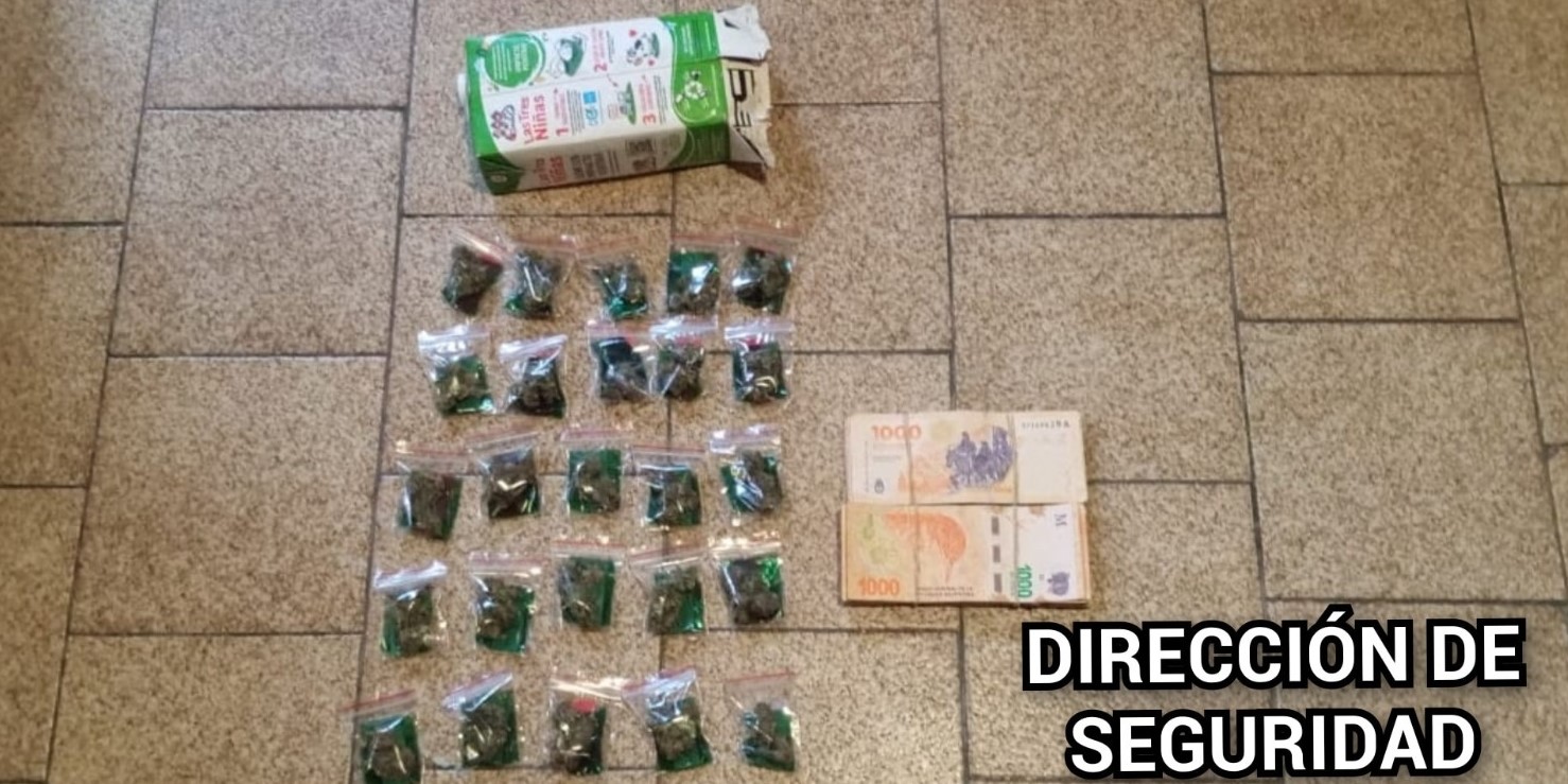 Sospechosa mochila roja: un adolescente de 15 años fue sorprendido con marihuana fraccionada y $200 mil en efectivo