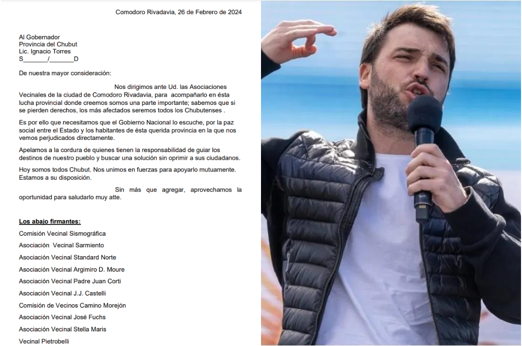 Vecinalistas de Comodoro mostraron su apoyo a Nacho Torres